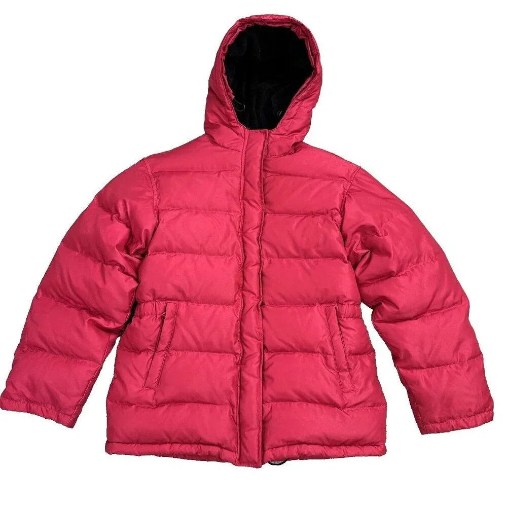 GAP Kid's Girl's Goose Down Blend Puffer Jacket Hood Size XXL Barbie Pink Vtg